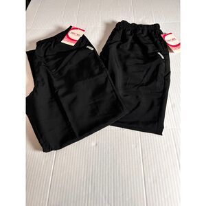 Cherokee‎ women's scrub pants black lot of 2 Wide-Leg elastic waist NWT